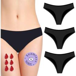 3er Pack - Perioden Unterwäsche Unsichtbar Nahtlos - Waschbar - Baumwolle - Ökologisch - Menstruation - Unterwäsche für die Periode - Periodenslips - Mädchen Damen - XXS 4XL (Jade-Pack, Schwarz, 3XL) von NoBlood