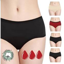 NoBlood Anfänger Packet 4er Pack (2 x Schwartz - 1 x Rot - 1 x Nude) Perioden Unterwäsche - Waschbar - Baumwolle - Ökologisch - Mädchen Damen - XXS / 4XL (Starter 3,S) von NoBlood