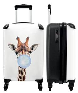 NoBoringSuitcases.com® Kindertrolley Jungen Handgepäck Mini Koffer Suitcase Geschenk - Giraffe - Kaugummi - Blau - 55x35x20cm von NoBoringSuitcases.com