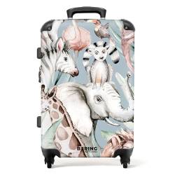 NoBoringSuitcases.com® Reisekoffer Kinder Koffer Hartschalenkoffer Reisetrolley mit Rollen Suitcases Geschenk - Aquarell - Tiermotiv - Koffer mittelgroß, 67x43x25cm von NoBoringSuitcases.com