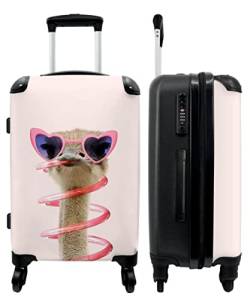 NoBoringSuitcases.com® Teenager Mädchen Geschenke Trolley Koffer Reisetasche mit Rollen Suitcase Kinder - Pink - Strauß - 67x43x25cm von NoBoringSuitcases.com