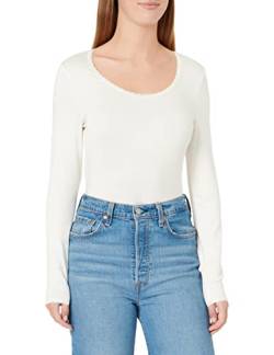 Noa Noa Damen Noa Noos Basic Lace Jersey T-Shirt Langarmshirt, White, L von Noa Noa