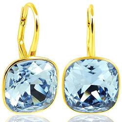 925 Goldohrringe Light Sapphire Swarovski Kristalle Blau NOBEL SCHMUCK von Nobel