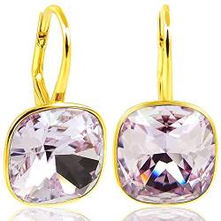 925 Ohrringe Gold Swarovski Kristalle Violet Klappverschluss Silberohrringe NOBEL SCHMUCK von Nobel