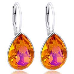 925 Ohrringe Silber Swarovski Kristalle Orange NOBEL SCHMUCK von Nobel