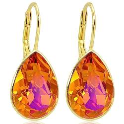 925 Ohrringe Swarovski Kristalle Astral Pink Gold Ohrhänger kurz NOBEL SCHMUCK von Nobel