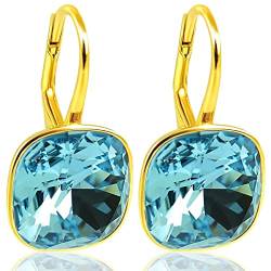 925 Ohrringe mit Markenkristallen Blau Gold NOBEL SCHMUCK von Nobel