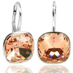 925 Ohrringe mit Swarovski Kristalle Silber Rosa Orange Rose Peach NOBEL SCHMUCK von Nobel