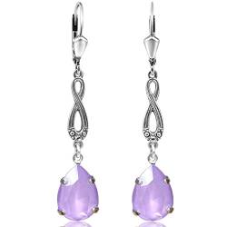 Jugendstil Ohrhänger Silber Violett Swarovski Kristalle Crystal Lilac NOBEL SCHMUCK von Nobel