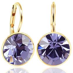 NOBEL SCHMUCK Ohrringe Gold Lila Swarovski Kristalle 925 Sterling - schlicht modern von Nobel