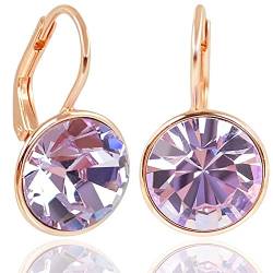 NOBEL SCHMUCK Ohrringe Rosegold Flieder mit Swarovski Kristallen 925 Sterling Silber Violet von Nobel