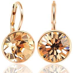 NOBEL SCHMUCK Ohrringe Rosegold Light Peach Swarovski Kristalle 925 Sterling - schlicht modern von Nobel