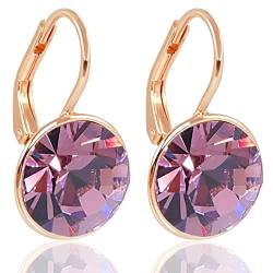 NOBEL SCHMUCK Ohrringe Rosegold Lila mit Markenkristallen 925 Sterling von Nobel