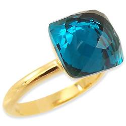 Nobel Damen Ring Gold Kristall Blau Indicolite Solitär Zusteckring Gr. 55/17,5 mm SCHMUCK von Nobel