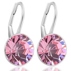 Ohrringe für Damen 925 Sterling Silber Hellrosa Kristall Klappverschluss für Valentinstag Geburtstag Muttertag von Nobel