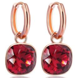 Rosegold Ohrringe Creolen Rot Swarovski Kristalle Ohrringe 925 Sterling NOBEL SCHMUCK von Nobel