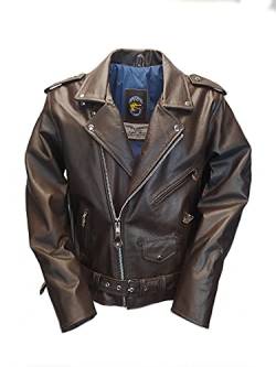 Herren Lederjacke Motorradjacke Rockabilly Rindsleder braun Marlon Brando (XL) von Noble House