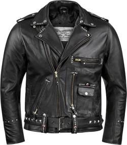 J-23 BUKA Damen Biker Lederjacke schwarz mit Nieten Unisex (XXL) von Noble House