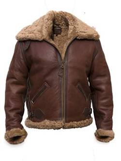 Noble House B-6 Shearling US Herren Fliegerjacke Lederjacke aus Schaffell (L) von Noble House