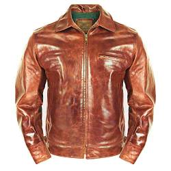 Noble House Motorradjacke Herren Lederjacke Highway Biker Jacke Stierleder aus Paraguay braun (M) von Noble House