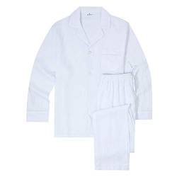 Noble Mount 100% Leinen Herren Pyjama Set für den Sommer, Weiß, XX-Large von Noble Mount