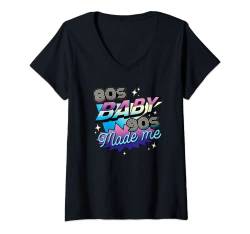 Damen 80er Jahre Baby, 90er Jahre Made Me T-Shirt mit V-Ausschnitt von NobleTeeShop