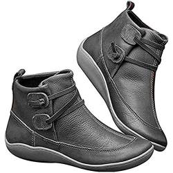 Nobrandd Bequeme, täglich verstellbare, weiche Lederstiefeletten-Damenstiefel, lässige, Bequeme, tägliche, weiche PU-Lederstiefeletten, Dicke, warme Schuhe mit niedrigen Absätzen für Damen von Nobrandd