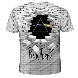 T-Shirt Kreative Wand Pink Floyd 3D Print Kurzarm Rundhalsausschnitt Paar T-Shirt-Wand, XL von Nobranded