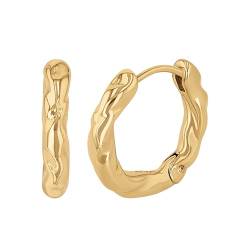 NOELANI Creolen Edelstahl Damen Ohrschmuck, 1,4 cm, Gold, Kommt in Schmuck Geschenk Box, 2036947 von Noelani