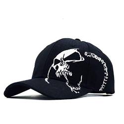 NOGA Vier Jahreszeiten Persönlichkeit Trendy Totenkopf Stickerei Mode Baseball Cap Herren und Damen Paare Outdoor Sport Caps Sonnenhüte Gr. One size, Schwarz von Noga