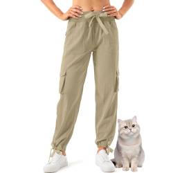 Nogwas Damen-Wanderhose,schnell trocknend, Stretch, leicht, Arbeitshose Damen Stretch,Funktionshose Damen,Baggy Jogginghose von Nogwas