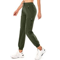 Nogwas Damen Wanderhose Schnelltrocknend UPF 50 Reise Golfhose Leichte Camping Arbeits-Cargohose mit Reißverschlusstaschen 2066 Army Green M von Nogwas