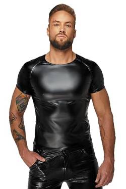 Herren Wetlook T-Shirt in schwarz mit Schlangenhaut Material an den Ärmeln Männer Shirt L von .Noir Handmade Men
