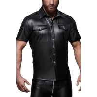 schwarzes Wetlook Hemd von Noir Handmade Men