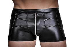 Noir Handmade - Glänzende Herren Wetlook Shorts mit Zip schwarz - Gr. XL von Noir Handmade