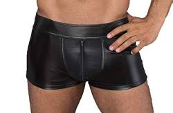 Noir Handmade Men Collection Herren Shorts aus Wetlook Material schwarz erotischer Männer Slip Kurze Hose Blickdicht mit Netzeinsätzen L von Noir Handmade