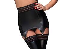 Noir Handmade Schwarzer erotischer Damen Dessous Wetlook Strapsgürtel mit elastischen Bändern 3XL von Noir Handmade