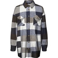 Noisy May Damen Longshirt Hemd NMFLANNY L/S LONG SHACKET - Relaxed von Noisy May