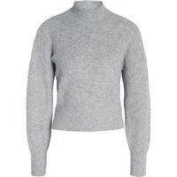 Noisy May Strickpullover - NMNella High Neck Crop Knit FWD - XS bis L - für Damen - Größe L - grau von Noisy May