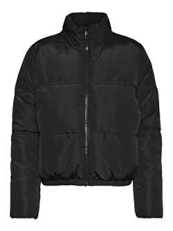 NOISY MAY Damen Kurze Puffer Übergangsjacke | Warme Stepp Jacke ohne Kapuze | Wattierter Blouson NMANNI, Farben:Schwarz, Größe:XL von Noisy may