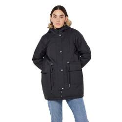 NOISY MAY Damen Langer Parka Mantel | Warme Winter Jacke | Blouson mit Kapuze & Kunstfell NMMOLLY, Farben:Schwarz, Größe:S von Noisy may