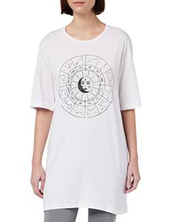 NOISY MAY Damen NMZODIAC 2/4 Sleeve TOP FWD S Nachthemd, Bright White/Print:Moon and Sun, S von Noisy may