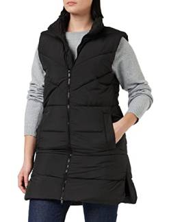 NOISY MAY Damen Winter Weste NMDALCON lange wattierte Puffer Stepp Jacke mit Zip ohne Ärmel, Farben:Schwarz, Größe:L von Noisy may