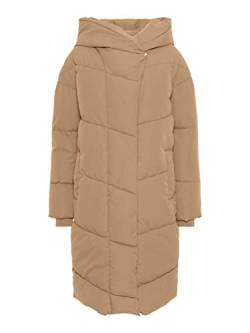 NOISY MAY Damen lange Winter Steppjacke NMTALLY wattierte Puffer Parka Große Kapuze Oversized, Farben:Beige, Größe:M von Noisy may