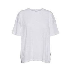 Noisy May Damen Einfarbiges Oversized T-Shirt | Basic Rundhals Kurzarm Top | Shortsleeve Oberteil NMMATHILDE, Farben:Weiß, Größe:L von Noisy may