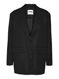 Noisy May Damen Eleganter Oversized Blazer mit Taschen Basic Cardigan Business Jacke Mantel NMMILLA, Farben:Schwarz-2, Größe:XS von Noisy may