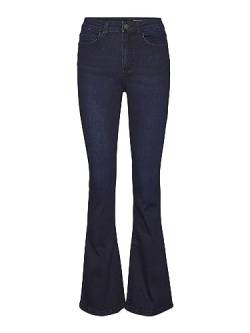 Noisy May Damen Flared Schlag Jeans | High Waist Denim Stretch Hose | Wide Vintage Pants NMSALLIE, Farben:Dunkelblau, Größe:25W / 32L von Noisy may