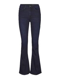 Noisy May Damen Flared Schlag Jeans | High Waist Denim Stretch Hose | Wide Vintage Pants NMSALLIE, Farben:Dunkelblau, Größe:28W / 32L von Noisy may