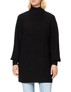 Noisy May Damen Langarm Strickkleid | Regular Fit Mini Pullover Dress | Rundhals Stehkragen Shirt NMTIMMY, Farben:Schwarz, Größe:S von Noisy may