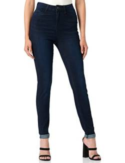 Noisy May Damen Skinny Fit Jeans | High Waist Denim Stretch Hose | Raw Vintage Design Pants NMCALLIE, Farben:Dunkelblau, Größe:29W / 30L von Noisy may